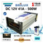 Power Supply Trafo Brilux DC 12V 41A | 500W (Super Quality) - Rainproof